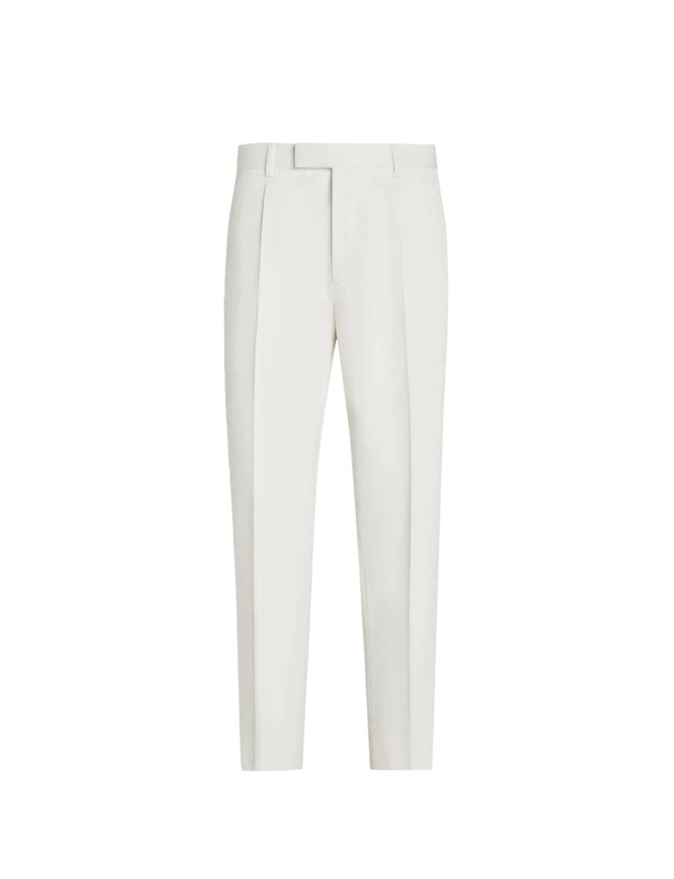 Zegna Pressed-Crease White Trousers